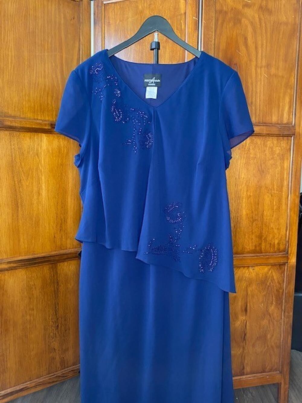 Positive Attitude 24W Navy Beaded Formal Maxi Dress Plus Size Mother Bride